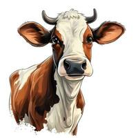 dibujos animados vaca clipart en blanco antecedentes ai generado foto