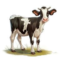 Cartoon Cow Clipart on White Background AI Generated photo