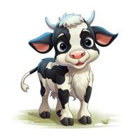 Cartoon Cow Clipart on White Background AI Generated photo