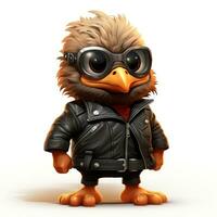Cartoon Chicken Wearing Leather Jacket for Toddler Book Clipart AI Generated photo