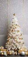 Luxury Christmas Decorations on Simple Background Mockup AI Generated photo