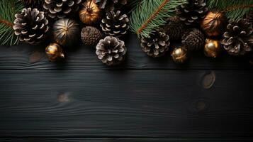 Festive Christmas Banner with Empty Black Background AI Generated photo