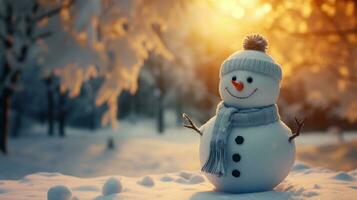 Magical Christmas Snowman in Cinematic Photography AI Generated photo