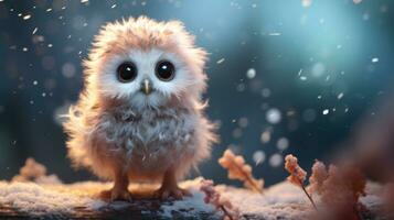 Magical Cinematic Photography of a Cute Baby Snow Owl AI Generated photo