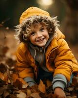 Joyful Child Engrossed in Cinematic Photography AI Generated photo