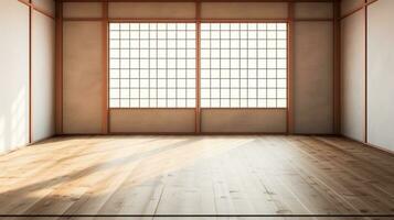 CloseUp MockUp of Empty JapaneseStyle Room with Tatami Mat AI Generated photo