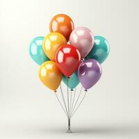 Colorful Balloons Clipart on White Background AI Generated photo