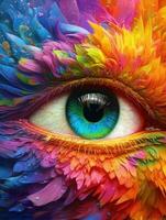 Vibrant Eye on a Cloud Hyperrealistic 8K Colorful Image AI Generated photo