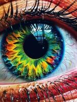 Vibrant Eye on a Cloud Hyperrealistic 8K Colorful Art AI Generated photo