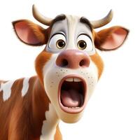 Funny Cow Clipart on White Background AI Generated photo