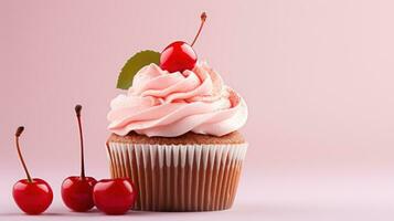 Delicious Cupcake Banner with Minimal Food AI Generated photo