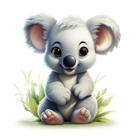 Cute Disney Style Clipart on White Background AI Generated photo