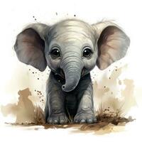 Cute Baby Elephant Nursery Wall Art AI Generated photo