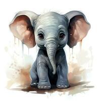 Cute Baby Elephant Nursery Wall Art AI Generated photo