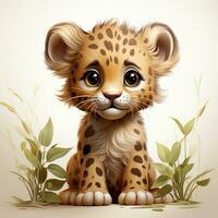 Cute Baby Leopard Nursery Wall Art AI Generated photo