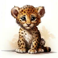 Cute Baby Leopard Nursery Wall Art AI Generated photo