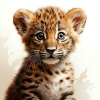 linda bebé leopardo guardería pared Arte ai generado foto