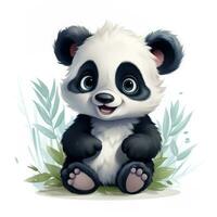 Cute Fluffy Baby Panda in Disney Style Clipart on White Background AI Generated photo