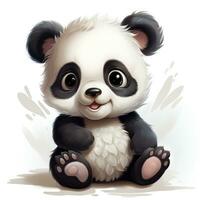 Cute Fluffy Baby Panda in Disney Style Clipart on White Background AI Generated photo