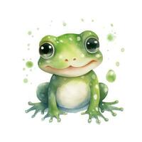 Adorable Baby Frog Clipart on White Background AI Generated photo