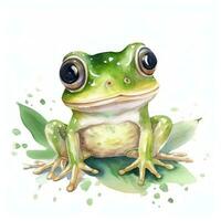 Adorable Baby Frog Clipart on White Background AI Generated photo