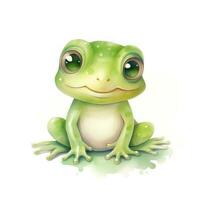 Adorable Baby Frog Clipart on White Background AI Generated photo