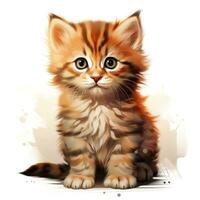 Cute Kitten Clipart on White Background  Ultra Realistic AI Generated photo