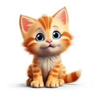 linda gatito en pixar estilo clipart en blanco antecedentes ai generado foto