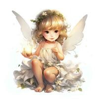 Cute Little Fairy for Baby Book Clipart on White Background AI Generated photo