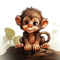 Cute Little Monkey Nursery Wall Art AI Generated photo