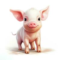 Adorable Pig Clipart on White Background AI Generated photo