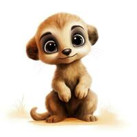 Adorable Watercolor Baby Meerkat Clipart on White Background AI Generated photo