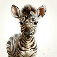 Adorable Zebra Nursery Wall Art Clipart on White Background AI Generated photo