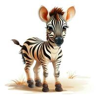 Adorable Zebra Nursery Wall Art Clipart on White Background AI Generated photo