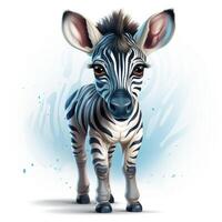 Adorable Zebra Nursery Wall Art Clipart on White Background AI Generated photo