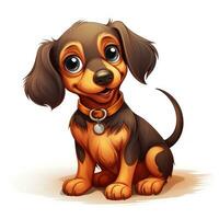 Adorable Dachshund Cartoon Illustration for Toddler Book on White Background AI Generated photo