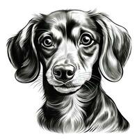 dibujado a mano perro tejonero cara clipart para colorante libro en blanco antecedentes ai generado foto