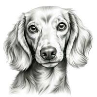 Handdrawn Dachshund Face Clipart for Coloring Book on White Background AI Generated photo