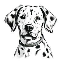 adorable dálmata cara dibujado a mano clipart imagen para colorante libro en blanco antecedentes ai generado foto