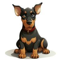 Playful Doberman in Cartoon Style for Toddler Book Clipart on White Background AI Generated photo