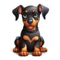 Playful Doberman in Cartoon Style for Toddler Book Clipart on White Background AI Generated photo