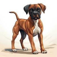 adorable dibujos animados estilo Boxer perro para niñito libro clipart ai generado foto