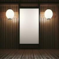 Empty Picture Frame in a Japanese Tatami Room AI Generated photo