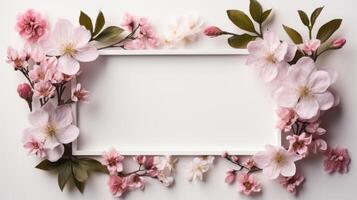 Empty Rectangular Picture Frame on a Horizontal Background AI Generated photo