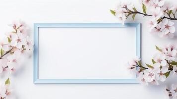 Empty Rectangular Picture Frame on Horizontal Background AI Generated photo