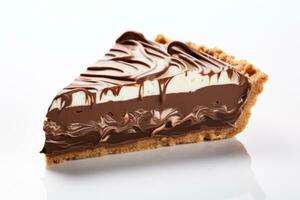 Delicious Slice of Chocolate Pie on White Background AI Generated photo