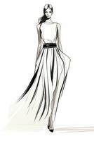 Elegant HandDrawn Fashion Sketch AI Generated photo