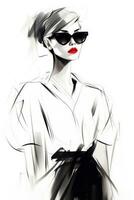 Elegant HandDrawn Fashion Sketch AI Generated photo