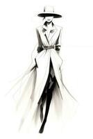 Elegant HandDrawn Fashion Sketch with Simple Lines AI Generated photo