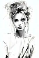 Elegant HandDrawn Fashion Sketch AI Generated photo